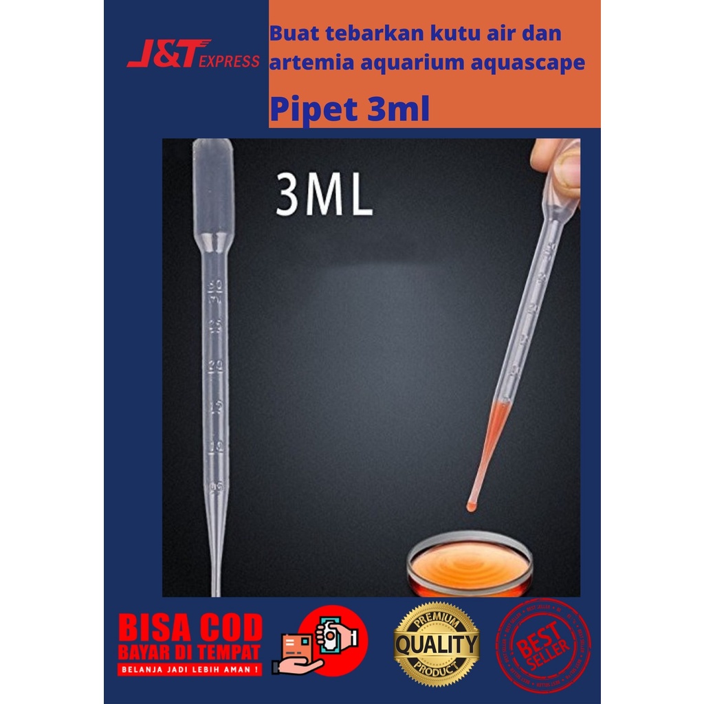 PIPET 3ml pippet plastik cupang obat ikan aquarium aquascape ARTEMIA DAN KUTU AIR
