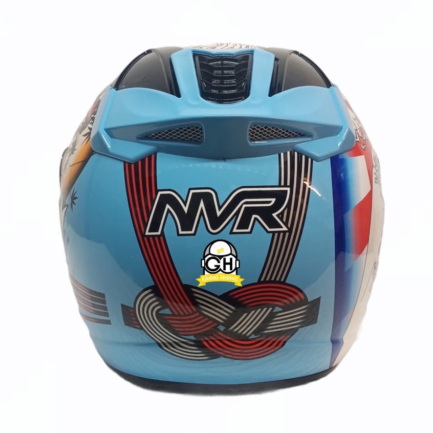 HELM NVR R-26 DRAGON KOI BLUE HALF FACE SINGLE VISOR HELM MURAH SNI HELM DEWASA DJMARU GALAXY R6 R1