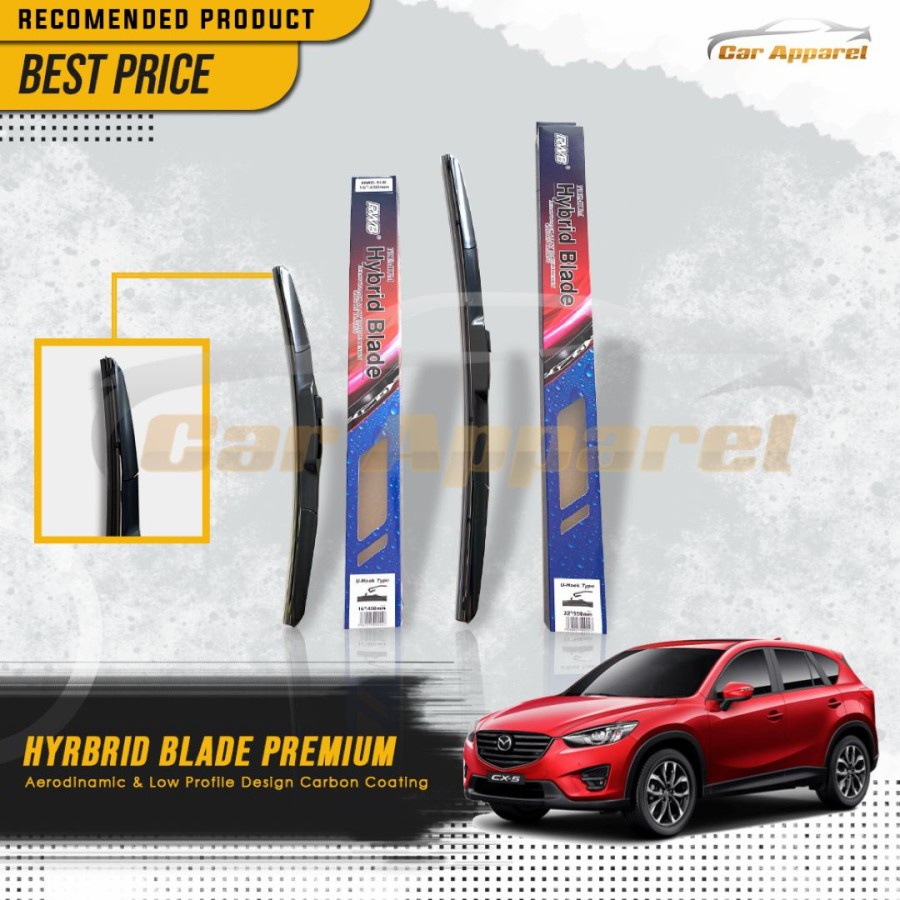 Wiper MAZDA CX5 CX 5 RWB Hybrid Carbon Coating Sepasang 2 Pcs