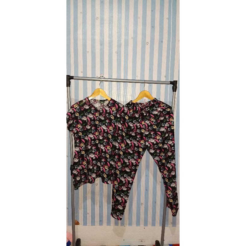 pajamas rayon/setelan rayon lengan pendek