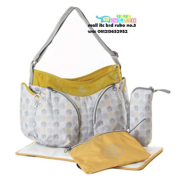 (Baby Club Itc Bsd) Tas Okiedog Mondo Dot Grey (ori)