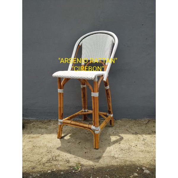 Barstool Rotan Alam Anyaman Sintetis Super Terlaris