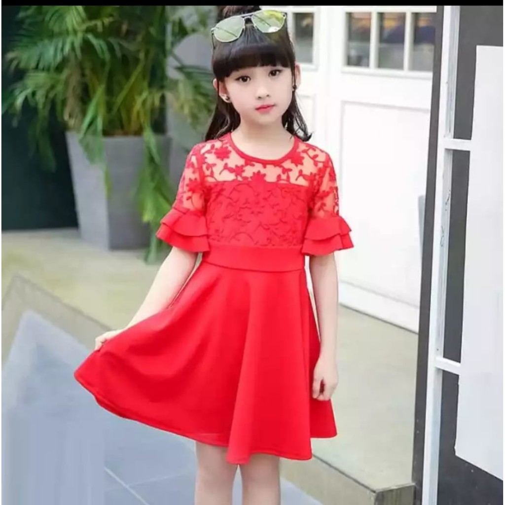 QFS - KIDS DRESS ALEXA / COMBI BRUKAT HALUS / TERBARU / TERPOPULER/UMUR 5-8 TH/TERLARIS/TERPOPULER/