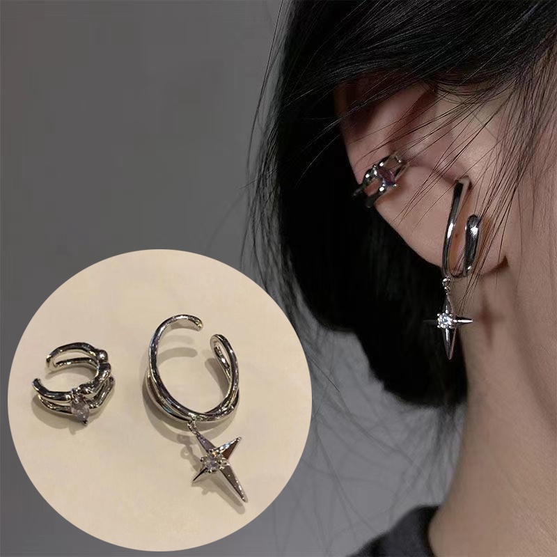 Anting Klip Tanpa Tindik Bentuk Bintang Adjustable Untuk Wanita