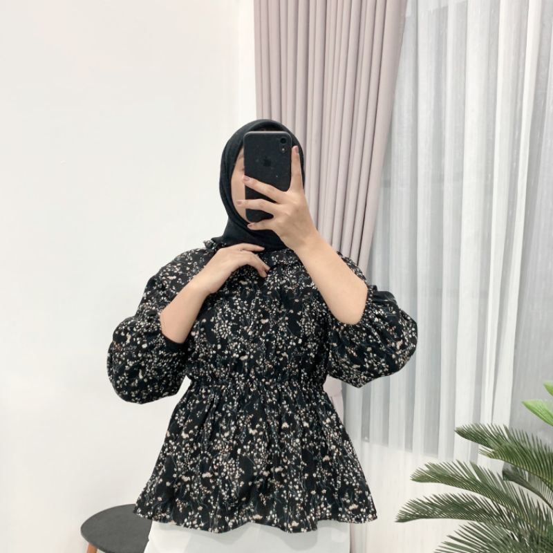 grosir_solo || OLLA BLOUSE KOREAN STYLE / FLOWY BLOUSE / FLORA BLOUSE MOTIF BUNGA / BLOUSE KERUT