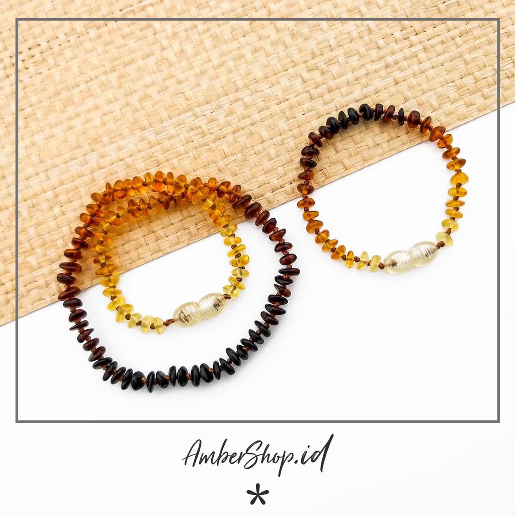 Kalung amber &amp; Gelang amber pereda nyeri tumbuh gigi bayi AS47 - Amber Shop