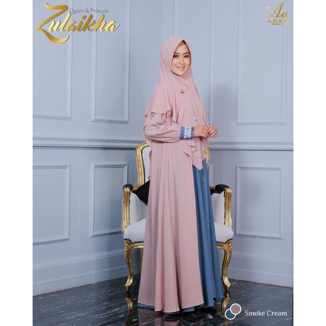 ADEN HIJAB ZULAIKHA SMOKE CREAM SET KHIMAR A.D.E.N