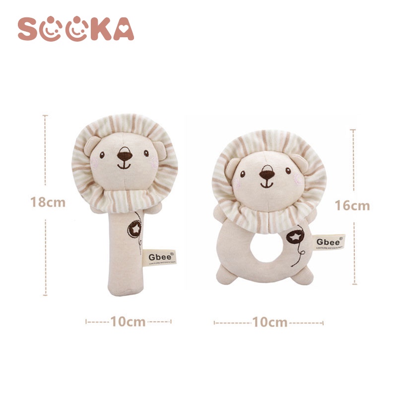 SOOKA Boneka 2 Pcs Rattle Stick Karakter Dengan Busa Dalam Organic Cotton / Rattles Mainan Bayi Bunyi Menangkan  SK-GGA1061