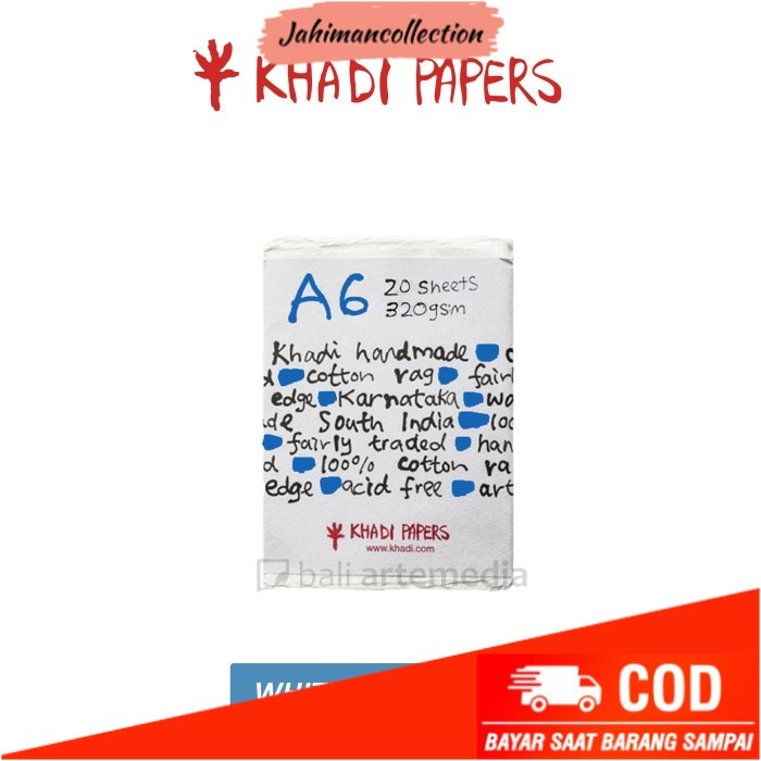 

✨ BISA COD ✨ khadi White Rag Paper Packs 320g Size A6 / A5 / A4 / A3 - A6