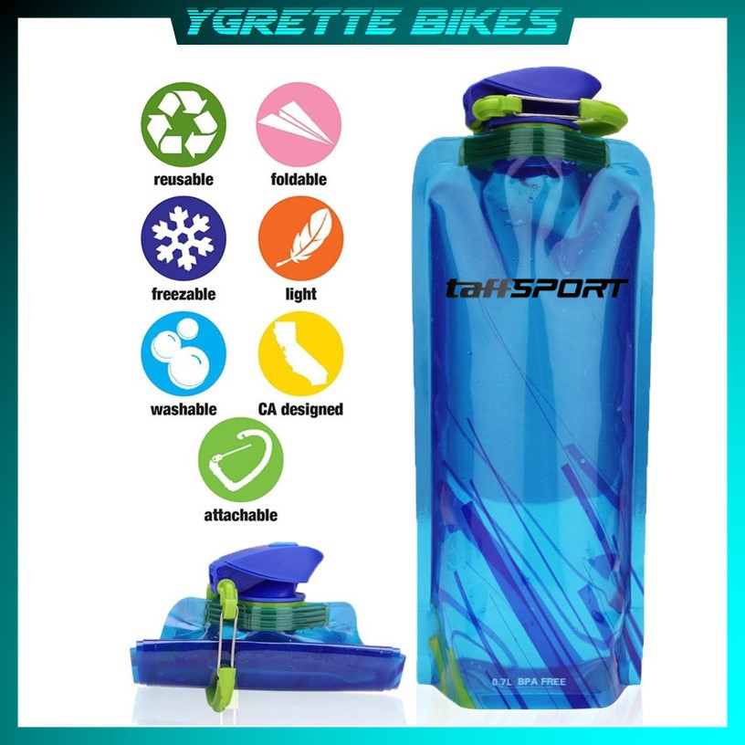 YGRETTE - TaffSPORT Botol Minum Lipat 700ml PORTABLE TRAVEL collapsible folding foldable bottle