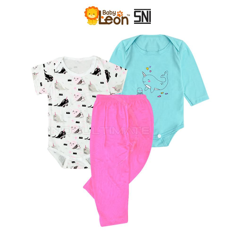 3in1 Jumper Bayi + Celana Panjang Bayi Cotton Single Knit Jumpsuit Bayi Baby Sleepsuit SERI-SK02