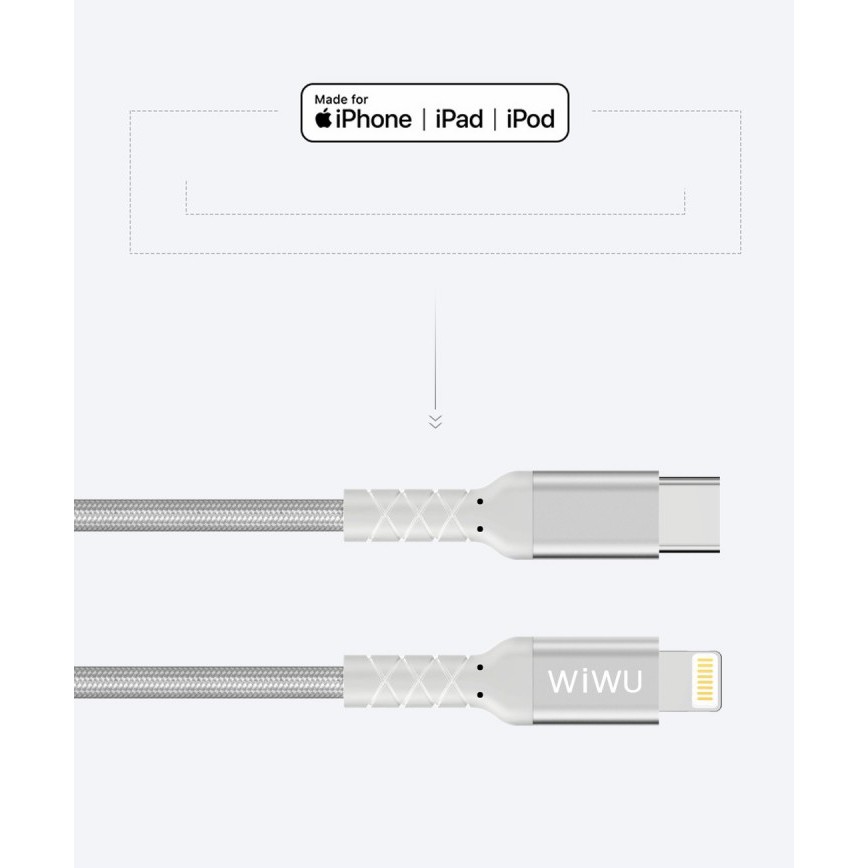 WIWU Type-C to Lightning - MFI PD Charging and Data Sync Cable - WP101