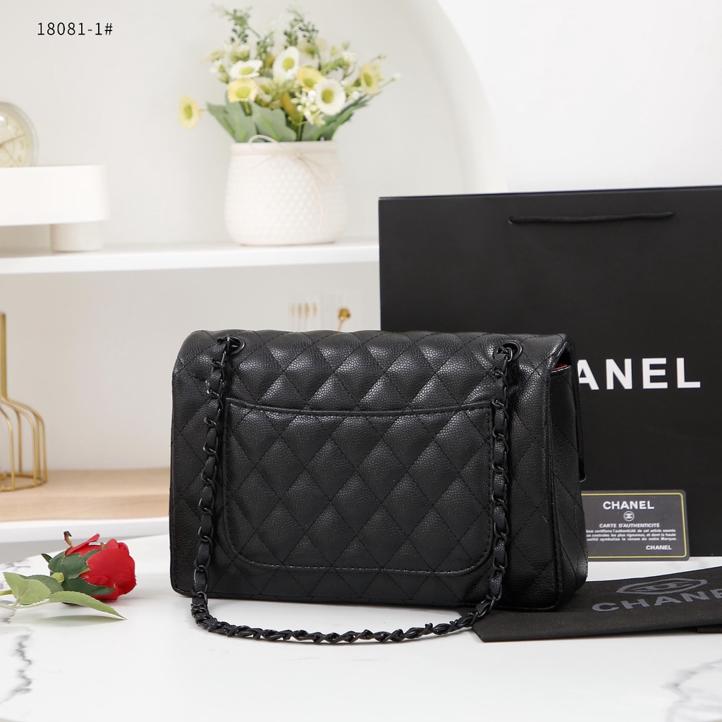 Ch Black Caviar Skin Leather Classic Flap Shoulder Bag in Black Hardware 18081-1 11177