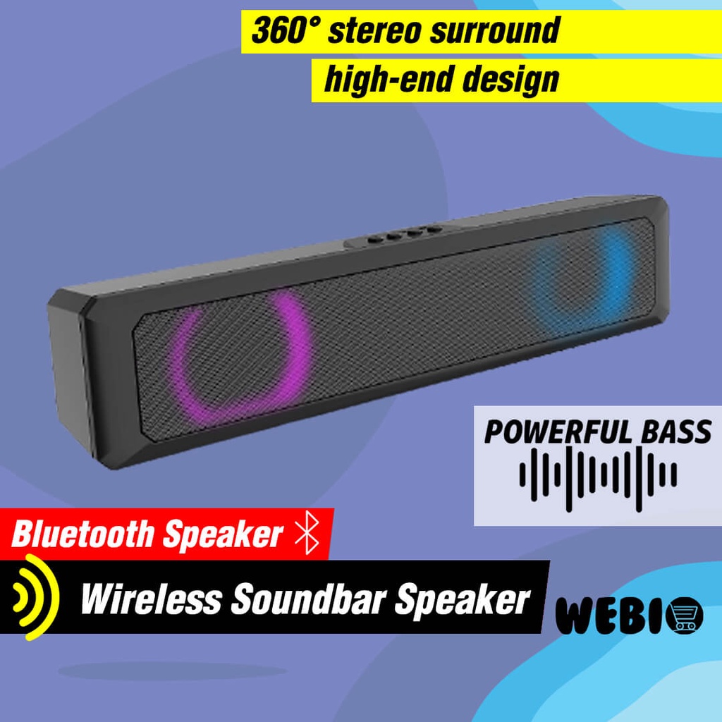 Speaker Bluetooth B20 Spiker Aktif Mini Soundbar Full Bass Portable Speker Blutut RGB LED Portabel