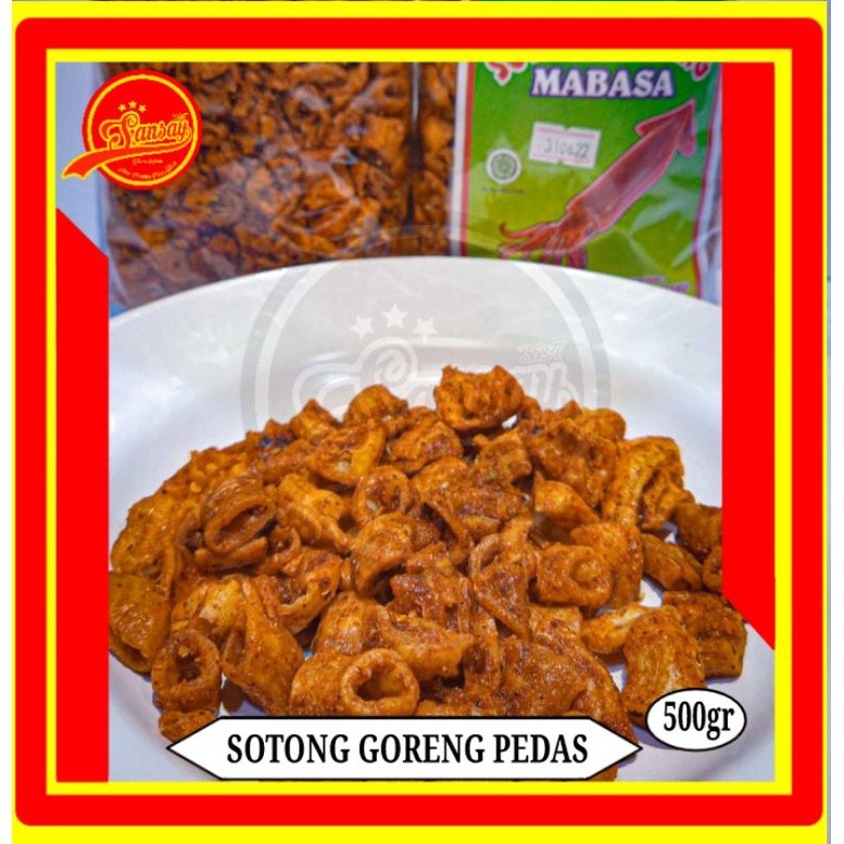 Aneka cemilan makanan ringan Sotong goreng pedas/original, Basreng stik pedas/original, seblak ceker 500gr-Sotong goreng pedas