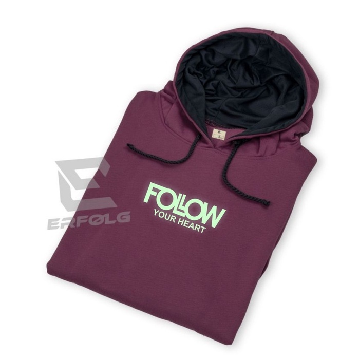 Erfolg Clothing Sweater Hoodie Original Glow In The Dark Basic Sablon Folow Simpel Warna Burgandy Switer Oblong Oversize Brand Lokal Bandung Suwiter Couple Pasangan Bahan Katun Fleece Tebal Premium