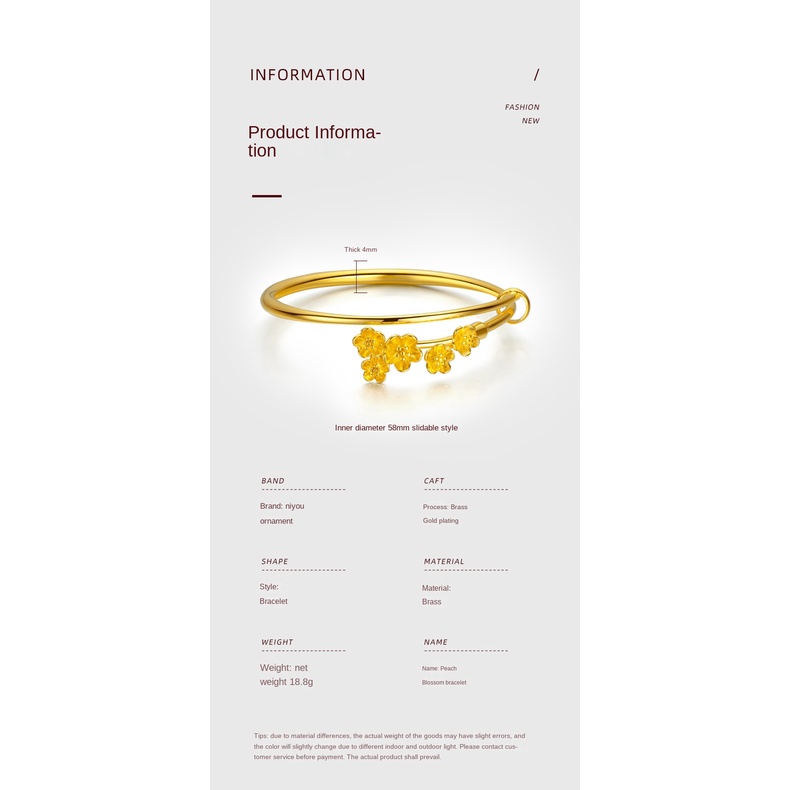 Gelang Lapis Emas Emas Asli Kadar 375 Desain Bunga Peach Untuk Aksesoris Pernikahan