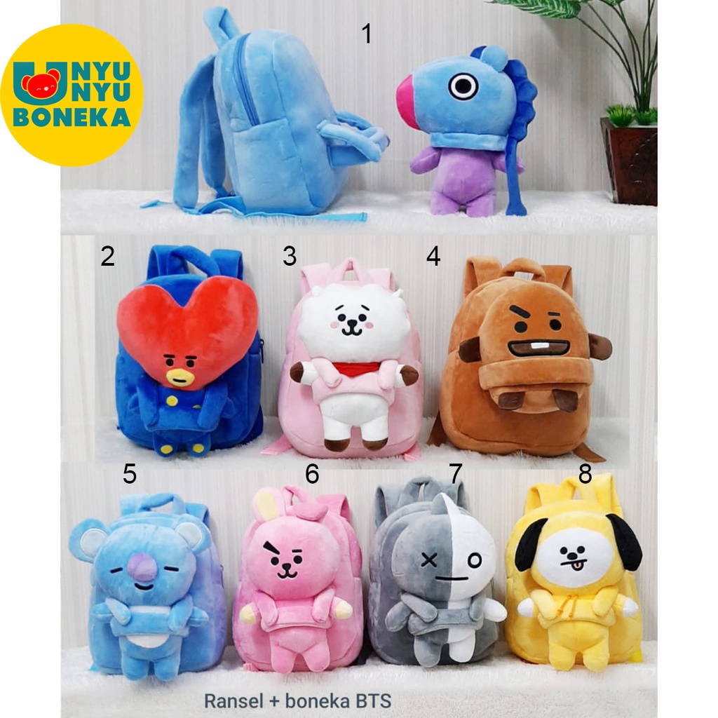 Tas ransel kecil anak sekolah boneka tata rj shooky mang chimmy koya bts van bts bt21