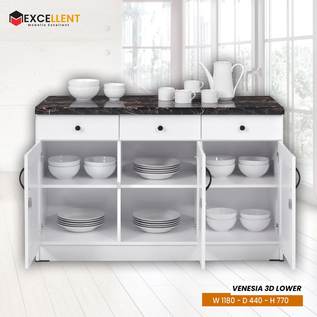 Kitchen Set Atas Bawah 2 dan 3 Pintu Scandinavian Minimalis Elegan