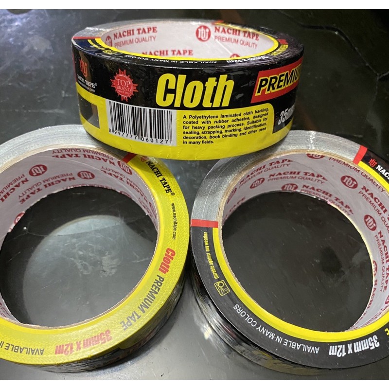 

Nachi Cloth Tape 35mm x 12mm / Lakban Hitam Nachi / Roll
