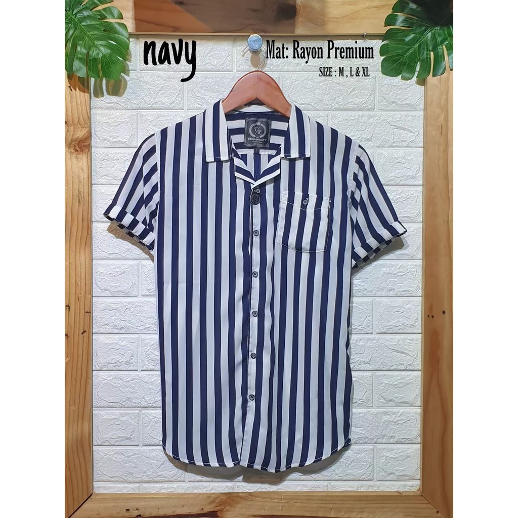 KEMEJA SALUR PRIA KEMEJA MOTIF GARIS PRIA DAN WANITA UNISEX GARIS KEMEJA INDIE [COD]