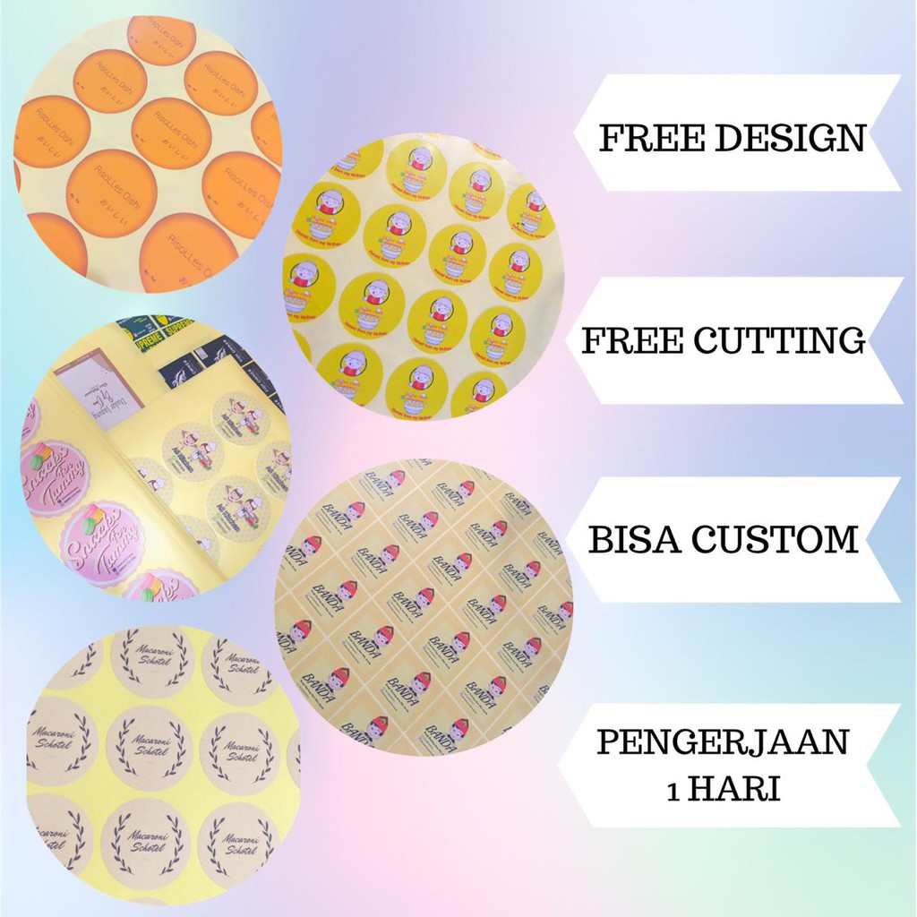 

CETAK LABEL KEMASAN / CETAK STIKER PRODUK MAKANAN STIKER CHROMO UKURAN 1/2 A3