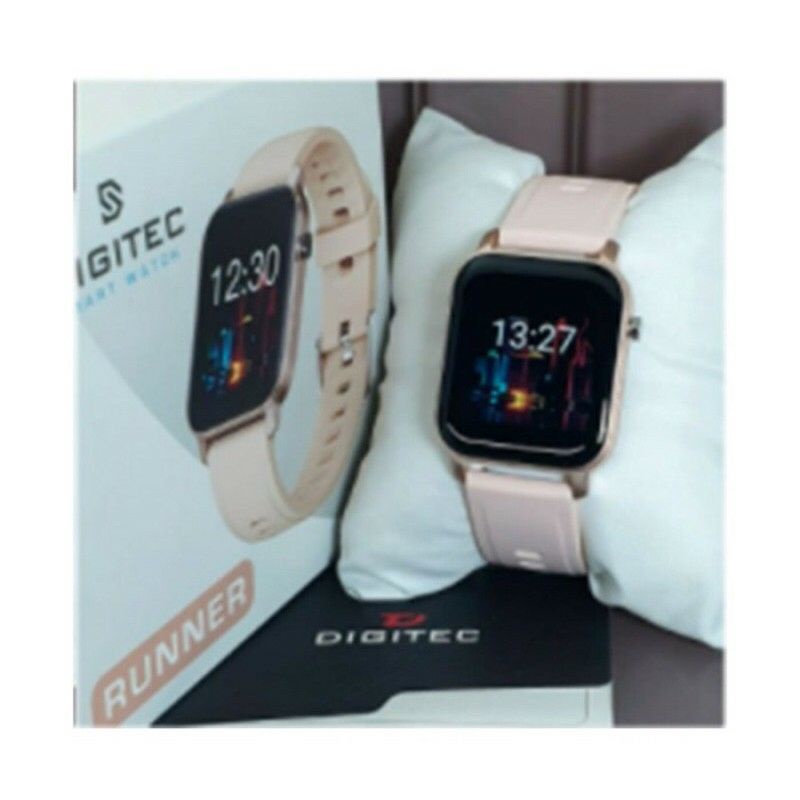 digitec runner smartwatch pria dan wanita jam kesehatan kotak slim ramping ukuran sedang
