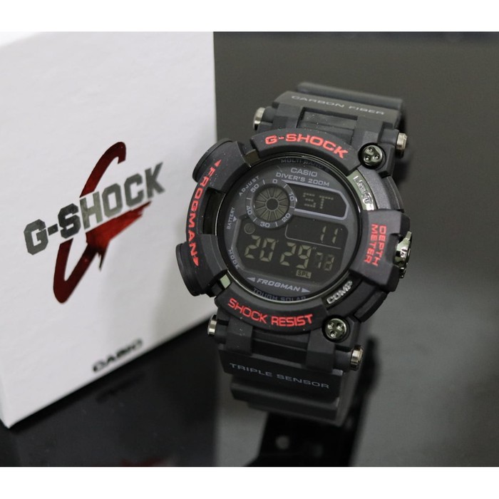 Diskon Jam Tangan Pria GS 1811 Frogman Digital Rubber Black Red Terlaris
