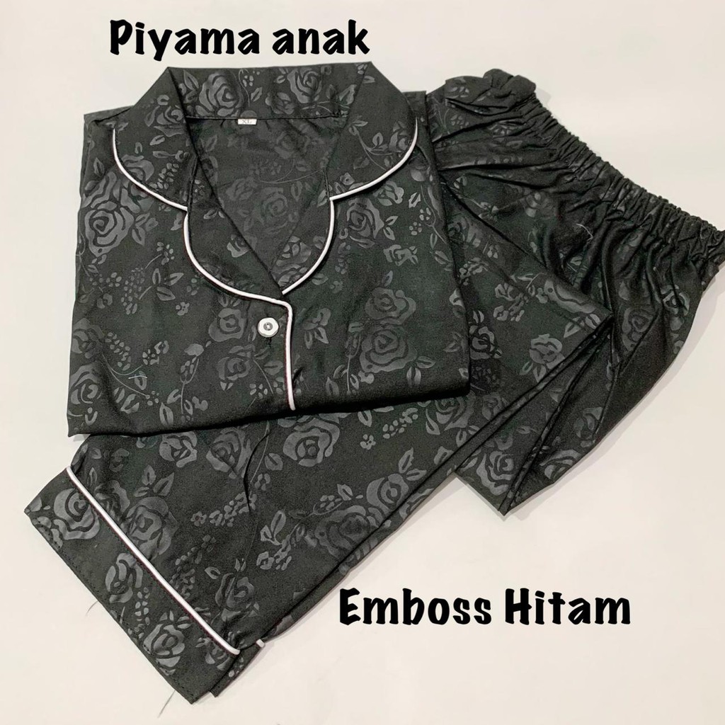 Piyama EMBOSS HITAM bisa pasangan ibu anak family