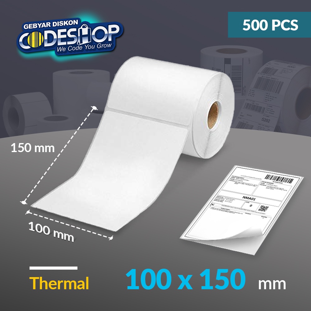 Stiker Label Thermal 100x150 mm 1 Line Isi 500 Cetak Resi