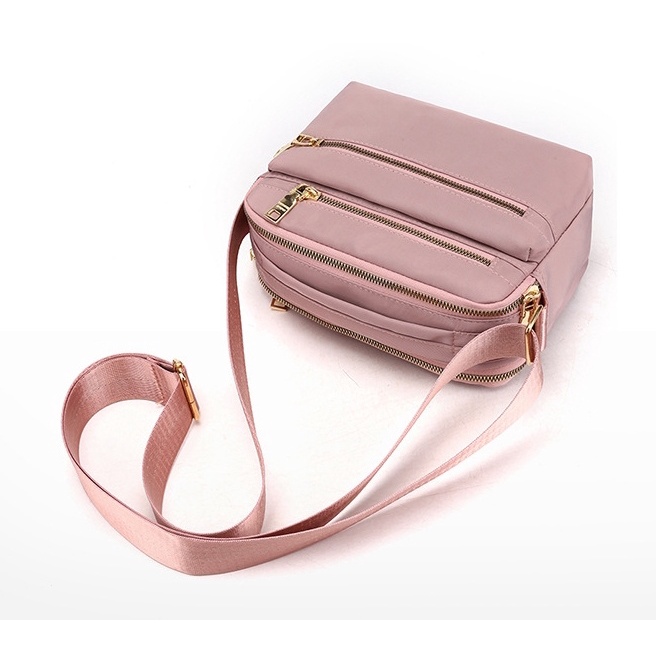 TAS SELEMPANG WANITA 5 RESLETING ANTI AIR PINK PREMIUM TA529P3 SLING BAG MANTUA IMPORT FASHION BRANDED KOREA REMAJA KEKINIAN SIMPLE BATAM CASUAL