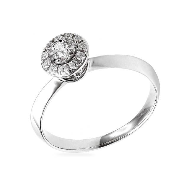 Cincin berlian wanita model solitaire illusion melingkar mikrosetting rangka emas putih