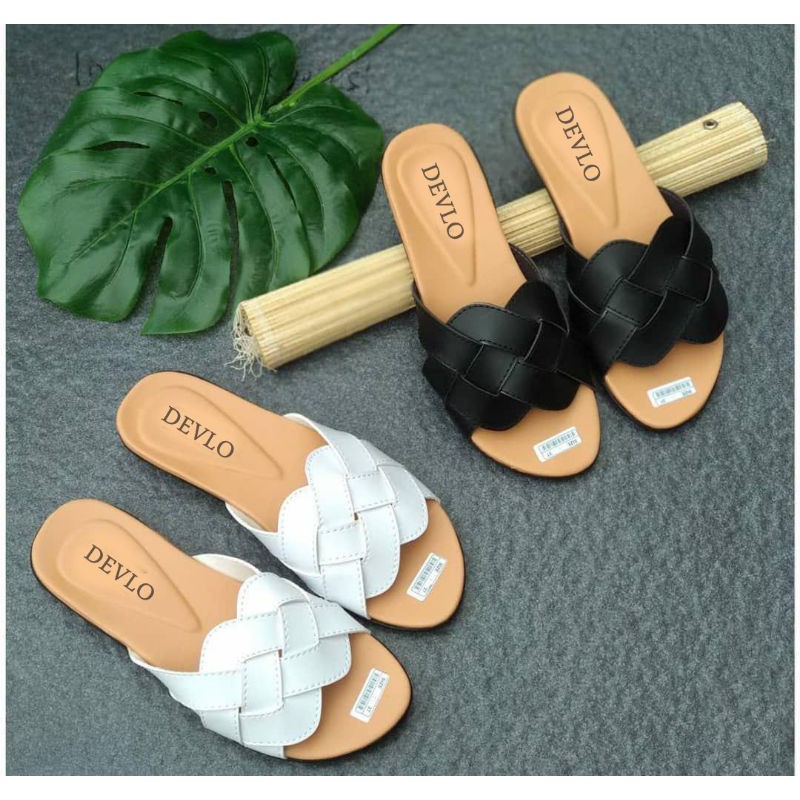 Devlo Sandal Teplek Wanita Rajut Slip On Terbaru Size 37 - 40 (DEVLO KETUPAT)