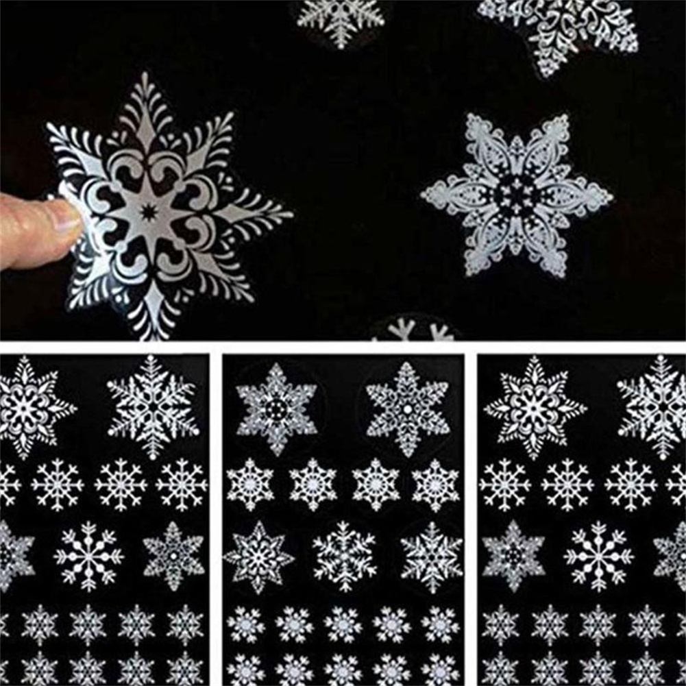 Christmas Sticker double-sided color suit white snowflake electrostatic Glass Sticker Christmas window decoration window flower wall sticker OW