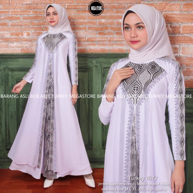 Turkey 1672 by megastore / hawa 273 by farzolla / gamis putih / gamis arabic / abaya white