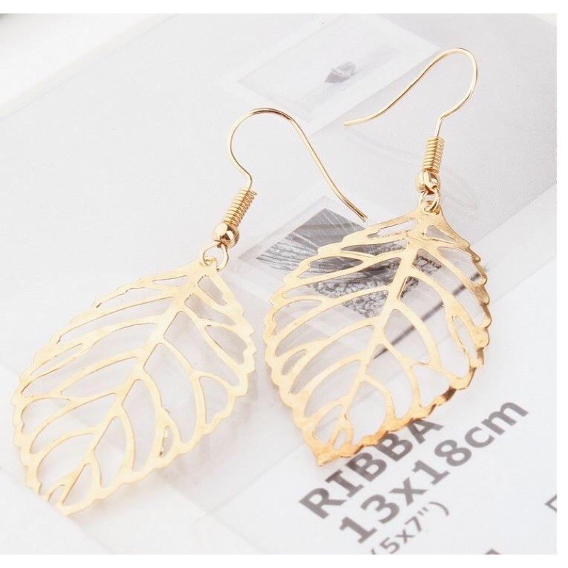 MORYMOSHI A01 Anting TusukDaun Emas Earring Fashion Wanita Korea Aksesoris Fashion  Murah