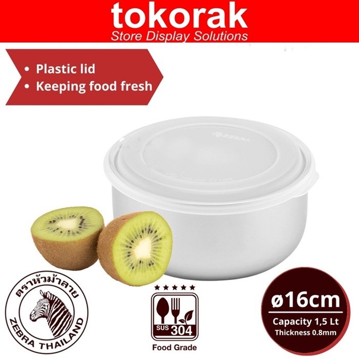 ZEBRA FOOD STORAGE 16 CM EXTRA 110421 TEMPAT SIMPAN MAKANAN STAINLESS