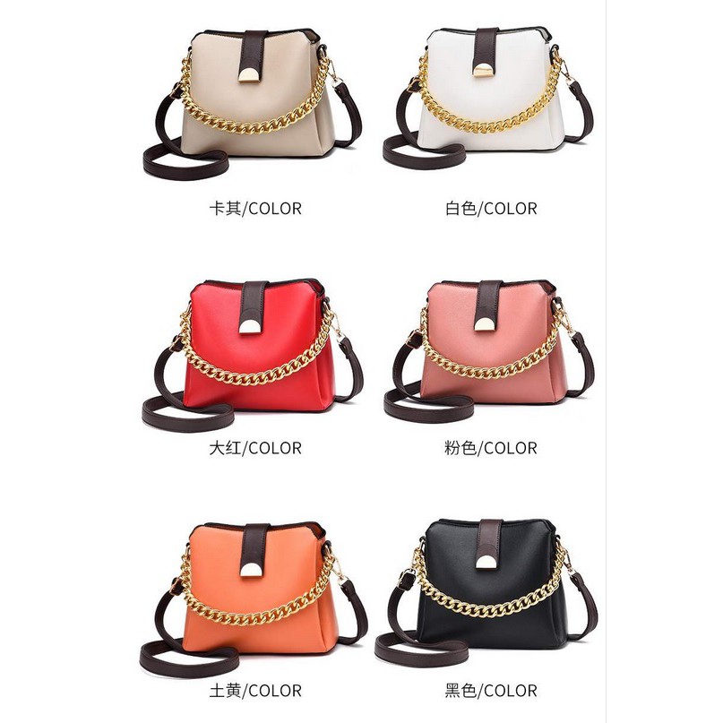 BJ81622 - BLACK/KHAKI/ORANGE/PINK/RED/WHITE - TAS SLEMPANG SALE TALI RANTAI JINJING TOTEBAG HANDBAG TAS WANITA FASHION IMPORT MODIS ELEGAN TERMURAH TERLARIS TERBARU BAGSTORE JAKARTA TAS BATAM GT1622