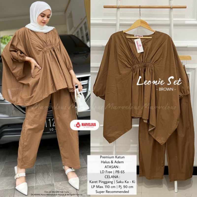 LEONIE SET BY MARVELOUS (ONE SET WANITA) Set muslimah polos modern rekomended