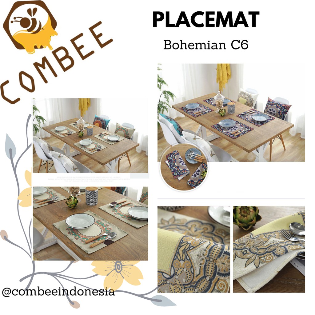 Taplak Piring / Place Mat / Tatakan Piring / Hiasan Meja Bohemian - C6