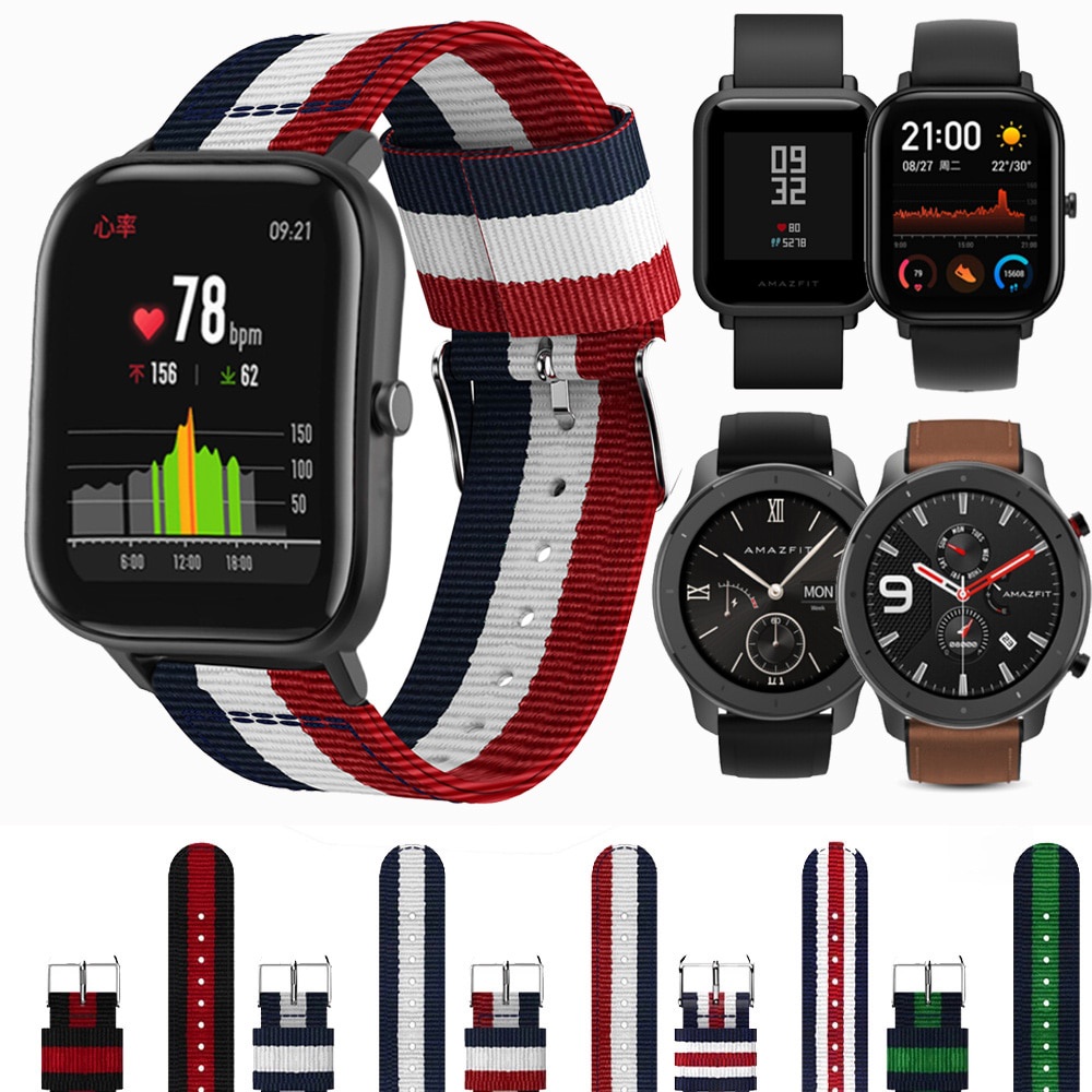 Tali Jam Nylon Stripe Amazfit GTR 42mm Amazfit BIP / Bip U / U Pro / Lite / S / S Lite - Strap Nylon Stripe