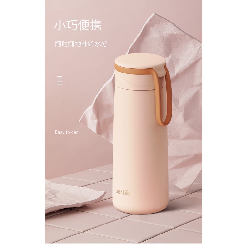 Thermos Termos Just Life Pegangan Pinggir JL2 Mini Gelas Botol Tumbler Kopi Teh Stainless Steel BPA 350ml Premium awet tahan lama Cute color Pink Green Black White