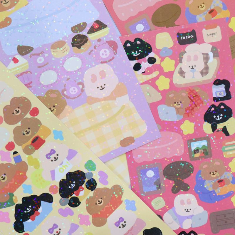 

[CANDYCATS] STICKER GALICICI BERUANG KELINCI KAWAII LUCU GLITTER