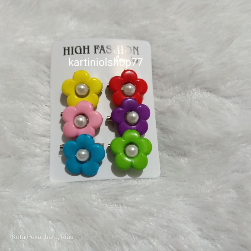 6 pcs Bros Hijab Mutiara Bunga Mix