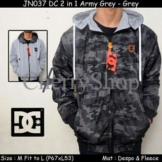 Jaket Parasut Army DC Loreng Hitam Abu Bolak Balik