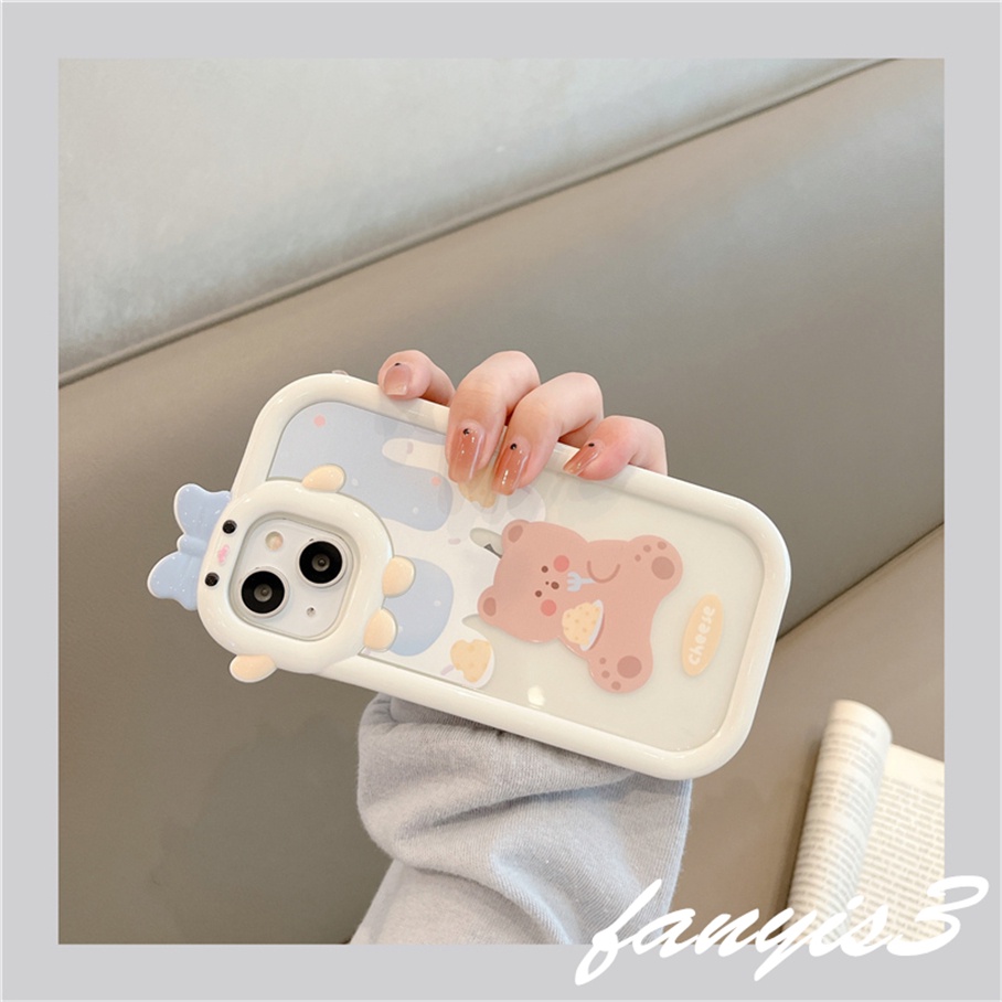 Compatible For iPhone 14 13 12 11 Pro Max X XR Xs Max 8 7 6 6s Plus SE 2020 Soft Case Pelindung Lensa Bening Motif Kartun Beruang Untuk