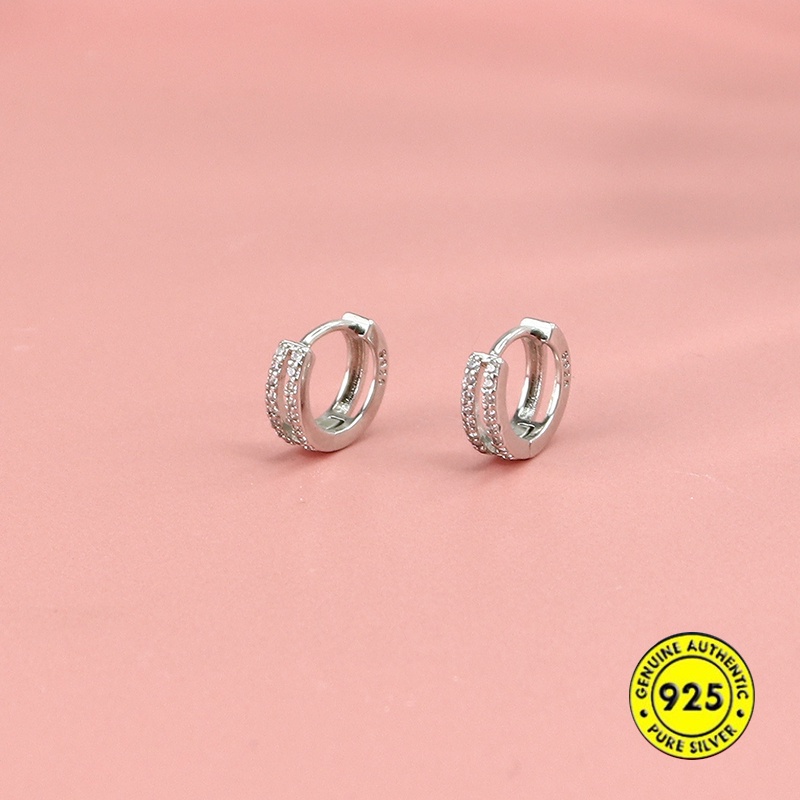 Anting Lapis Ganda Bahan S925 Silver Gold 18k Gaya Korea Untuk Wanita