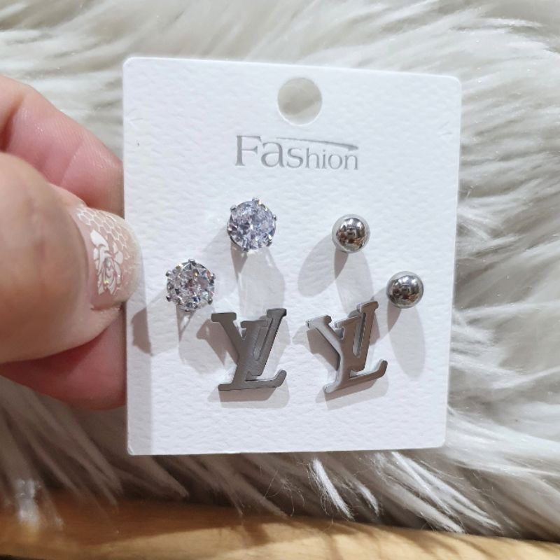 Anting Titanium Rosegold Anting Titanium set 1 kap isi 3pasang anting Premium Quality Anti karat Anti alergi Motif eLv Anting Stainless steel ori 901