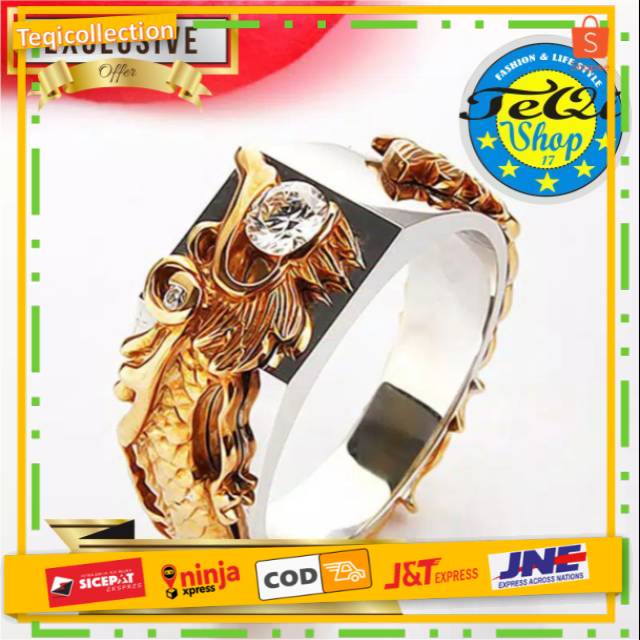 CINCIN PRIA MOTIF NAGA MELINGKAR - RING SKULL TITANIUM