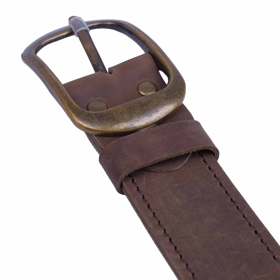 Ikat Pinggang Pria Gesper Sabuk Kulit Asli Leather Belt Buckle LB-03 - Cokelat